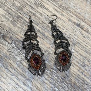 Peacock feather earrings
